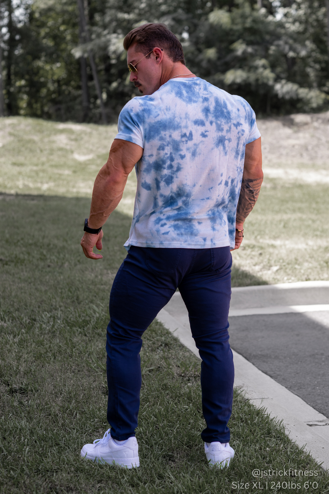 Waffle Henley T-Shirt - Blue Tie Dye