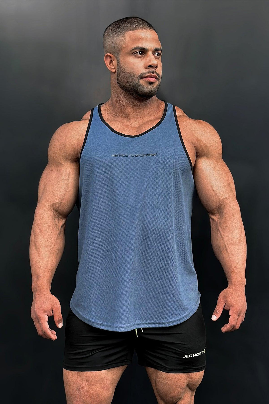 Fast-Dry Bodybuilding Workout Stringer - Gray with Black