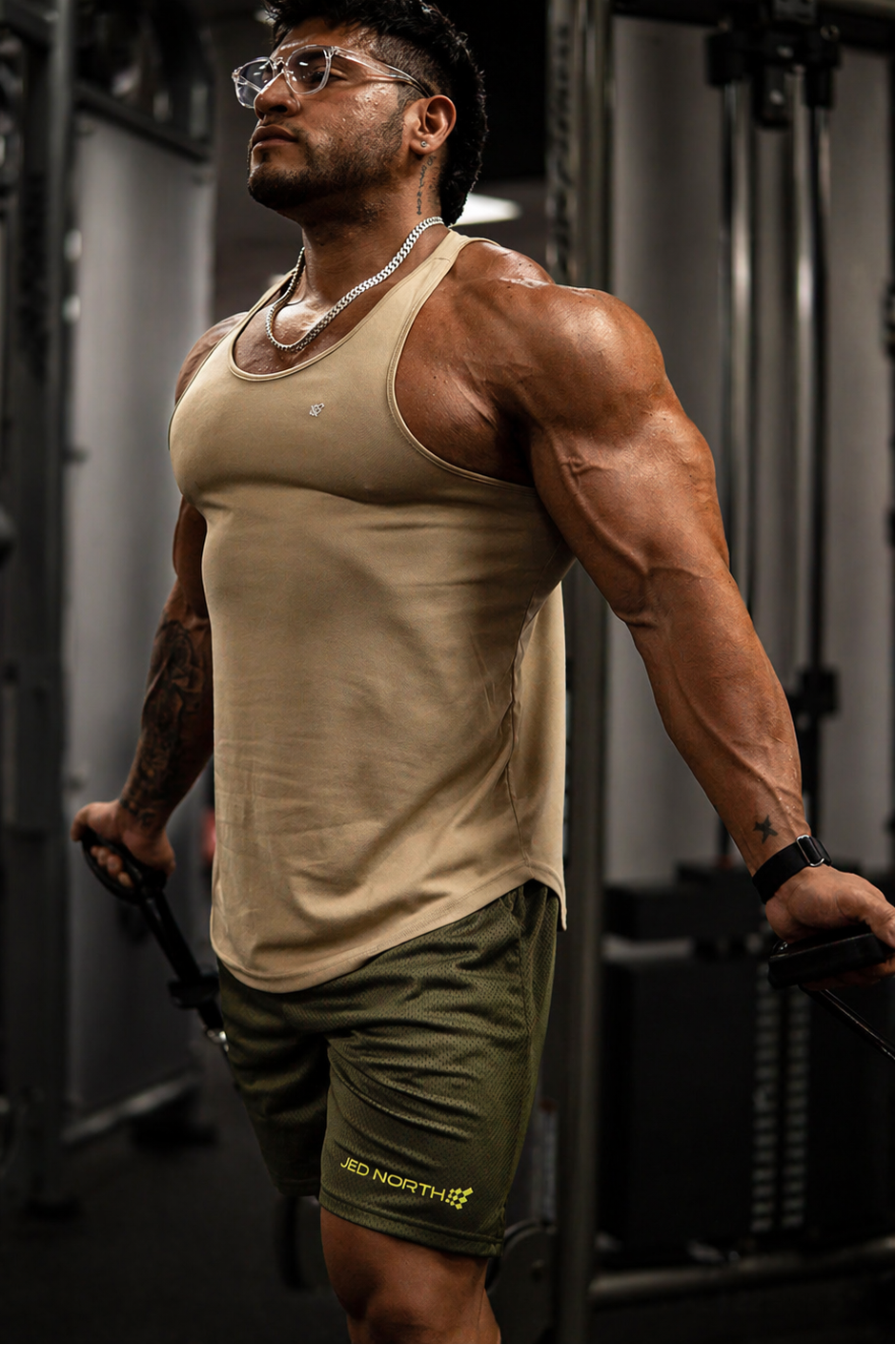 Fast-Dry Bodybuilding Workout Stringer - Khaki