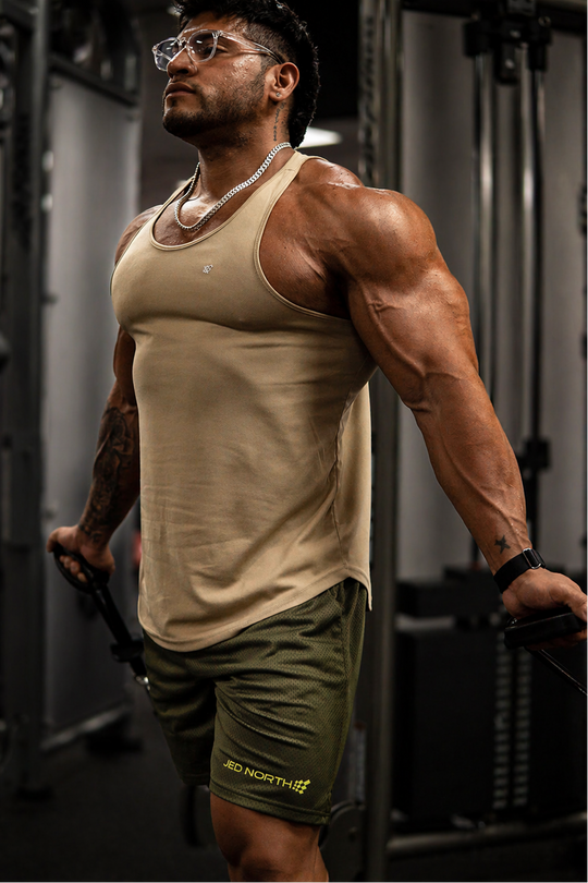 Fast-Dry Bodybuilding Workout Stringer - Khaki