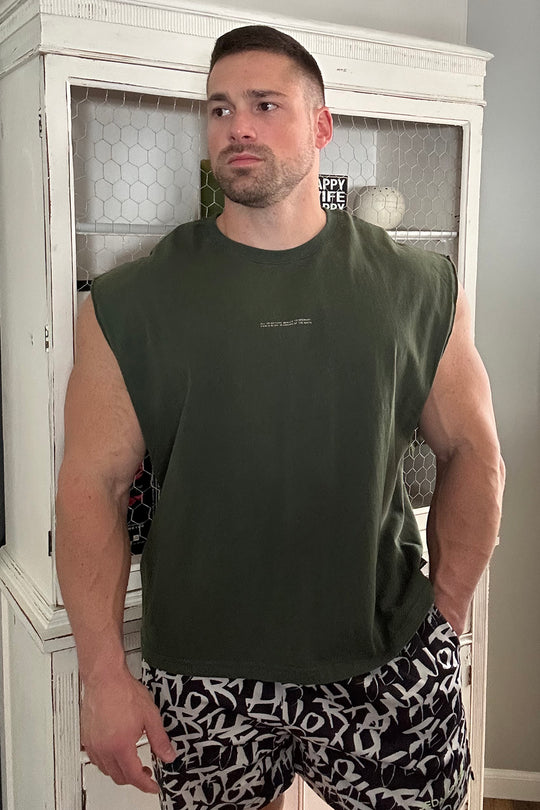 Box Cut Muscle Tee - Forest Green