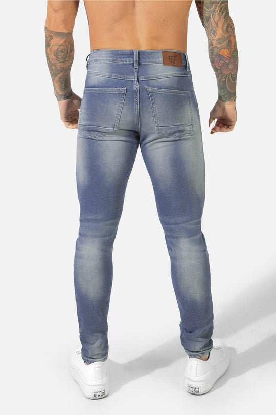 Men's Premium Fitted Stretchy Jeans - Faded Blue