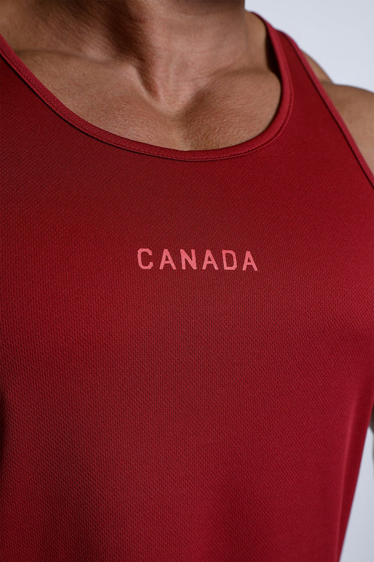 Fast-Dry Bodybuilding Workout Stringer - Maroon w/ Canada Logo