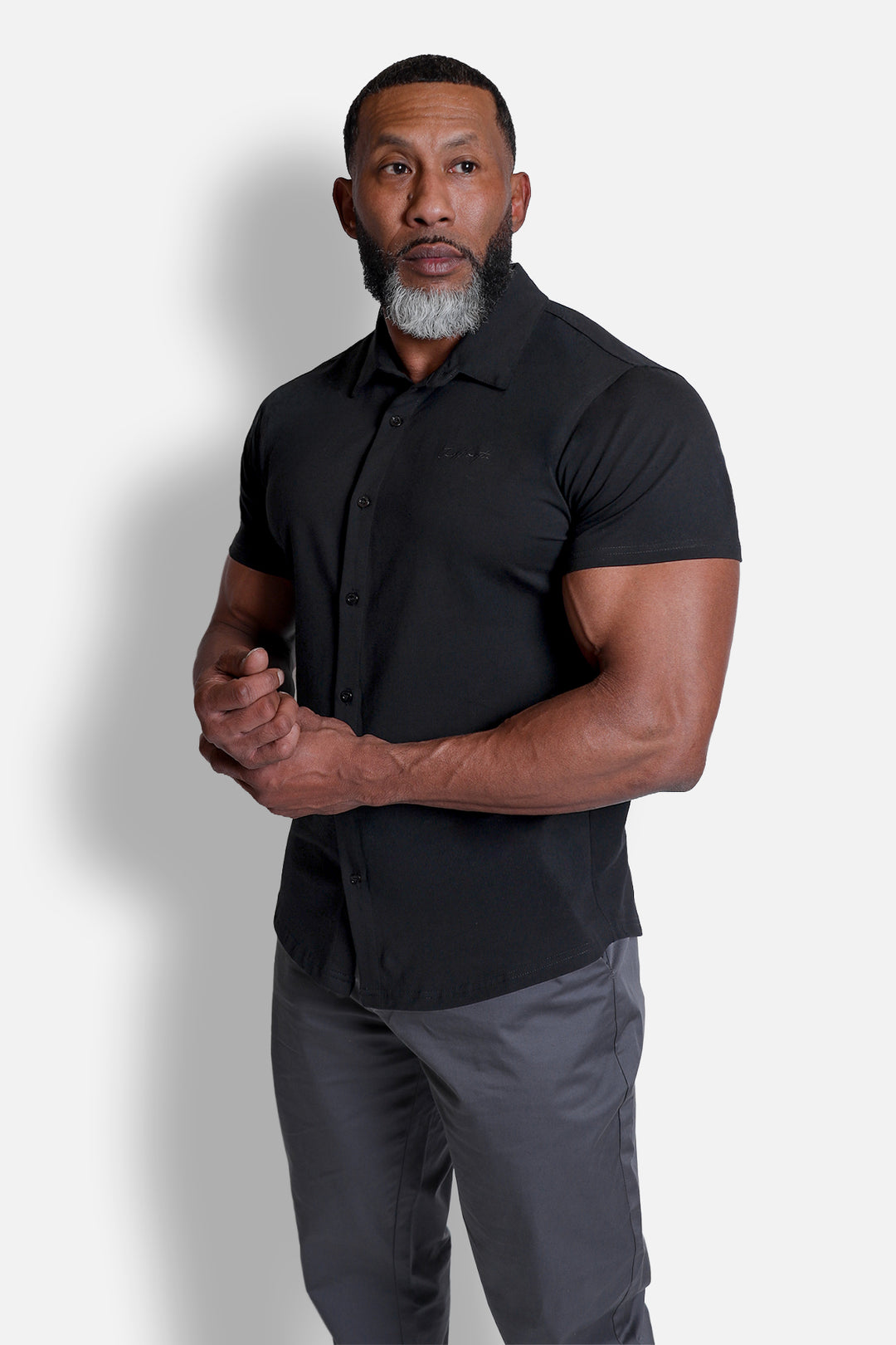 Button-up Muscle T-Shirt - Onyx Black
