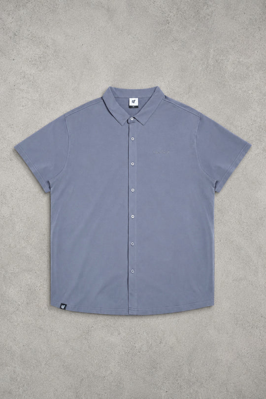 Muscle-Fit Stretch Short Sleeve Shirt - Muted Blue