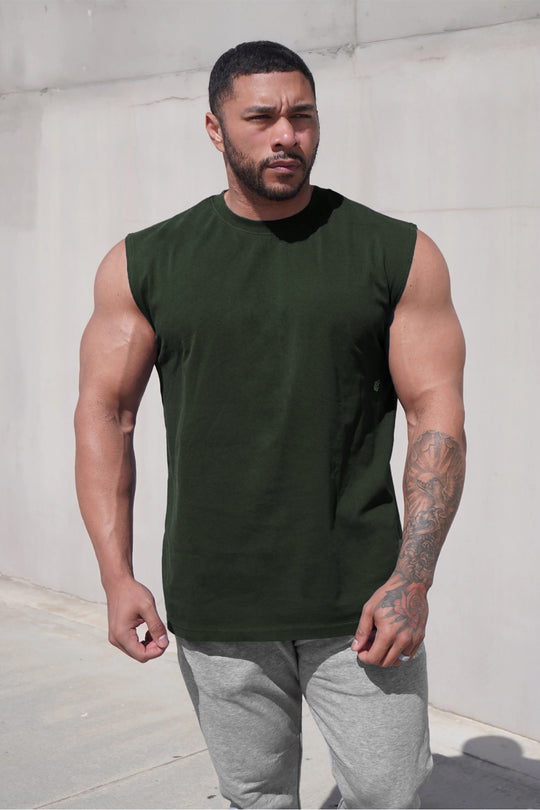 Retro Oversized Muscle Tee - Forest Green