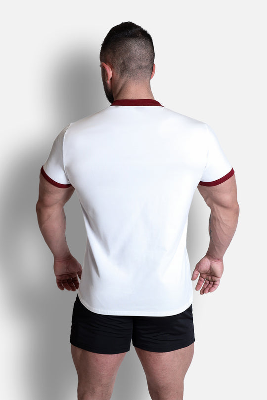 Muscle-Fit Ringer Tee - White w/ Red Trim