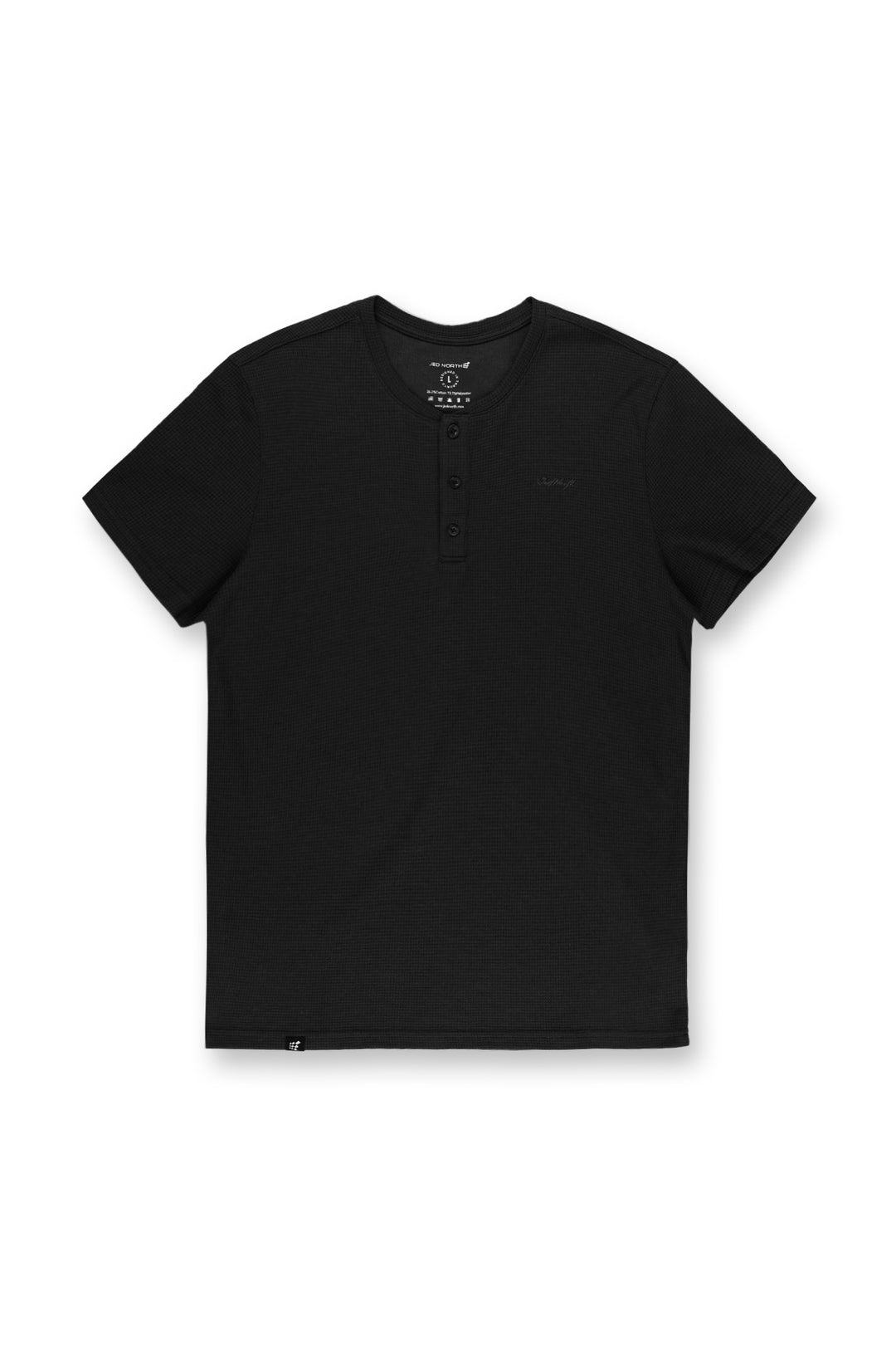Waffle Henley T-Shirt - Black