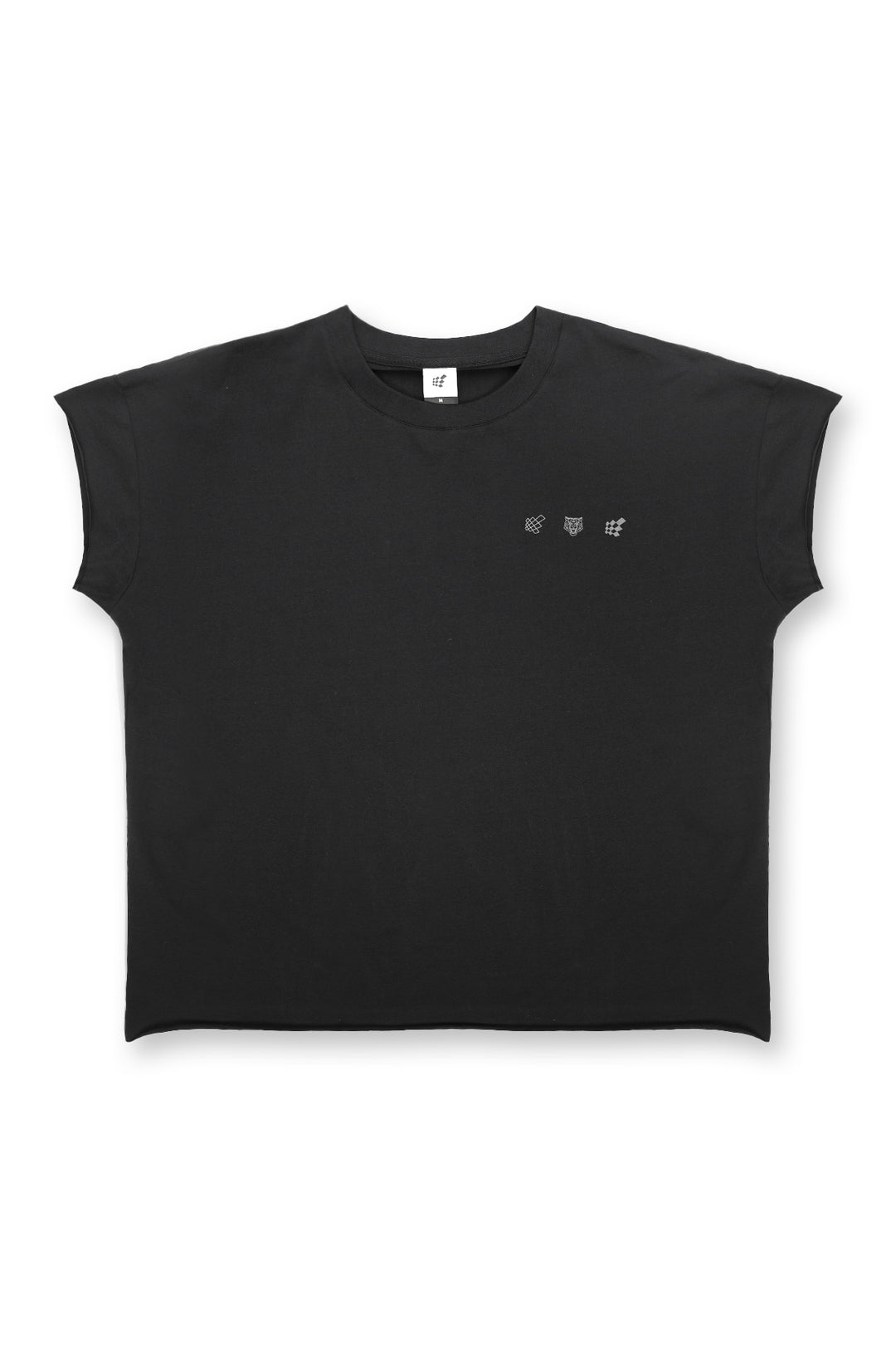 Oversized Raw-Cut Cropped Tee - Black