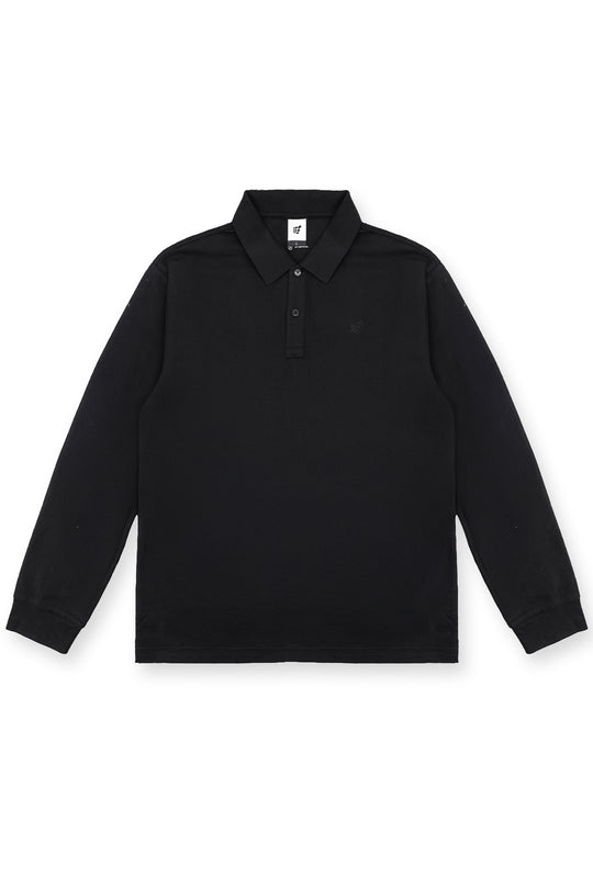 Polo Button-Up Longsleeve - Black
