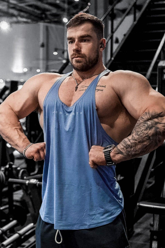 Classic Bodybuilding Racerback Stringer - Blue - Jed North