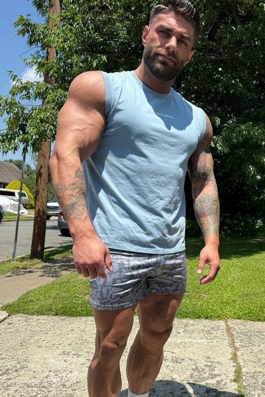 Sleeveless Muscle Tee - Light Blue