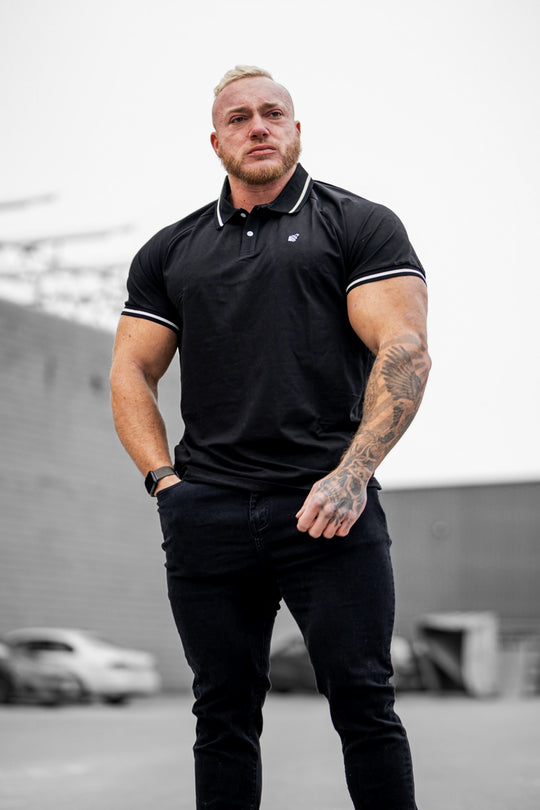 Banded Muscle-Fit Polo T-Shirt - Black