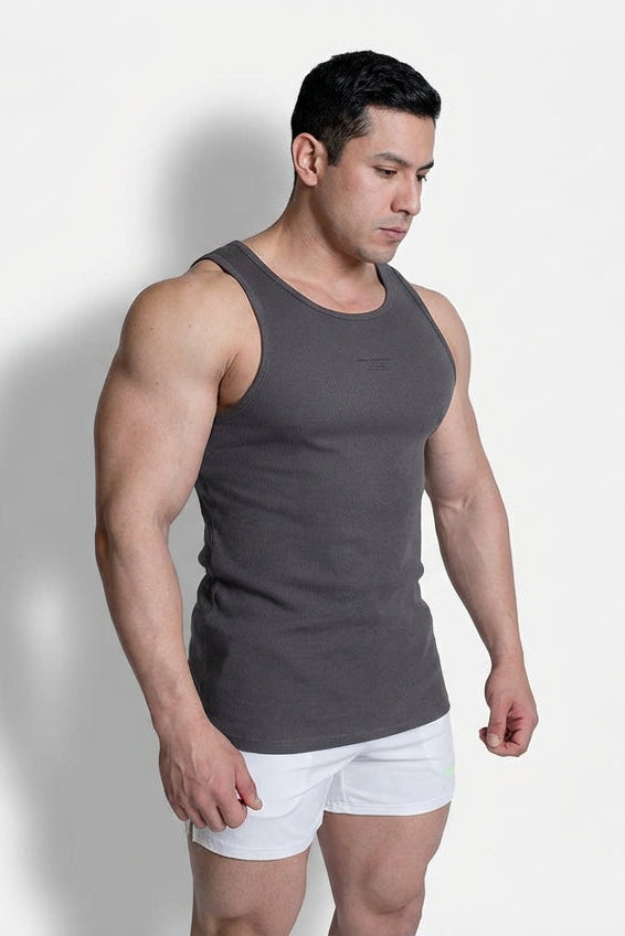 Ribbed Muscle Tank Top - Dark Gray