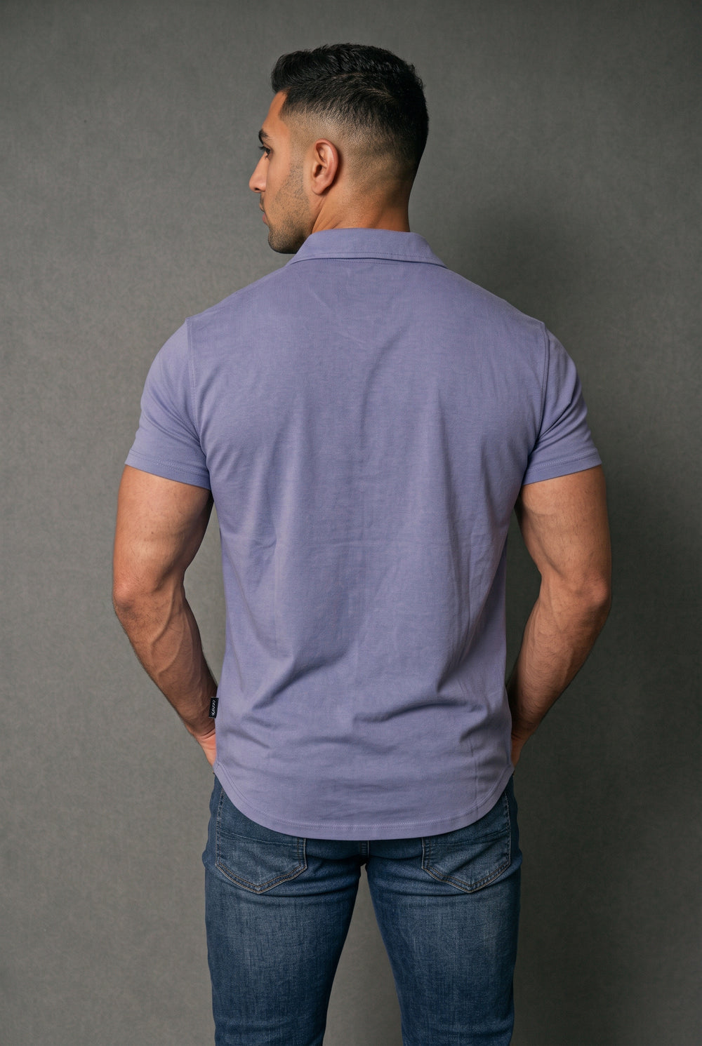 Muscle-Fit Stretch Short Sleeve Shirt - Muted Blue